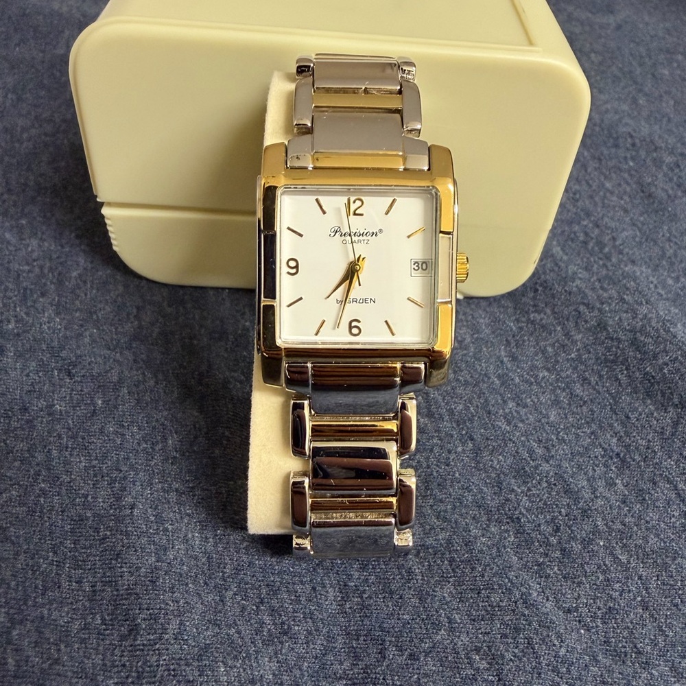 Precision by Gruen Gold and Silver Square Watch